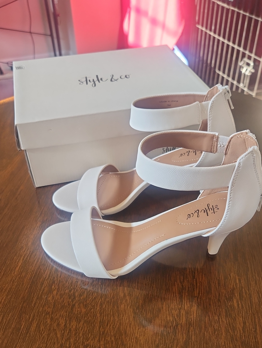 Style & Co Paycee Women's Two-Piece Mid-Heel Dress Sandals White NWB Size 7